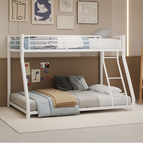 Bett Etagenbett 90x190 140x190 Metall Weiß robust HAVRYA (1/5)