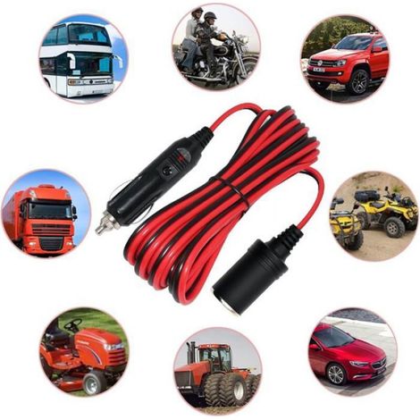Rallonge allume-cigare 18 AWG mâle-femelle, 15A avec LED, robuste et fiable (1/4)