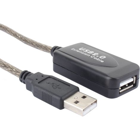 Câble de prolongation USB 2.0 mâle-femelle 10 mètres noir pour connexion longue distance (1/4)
