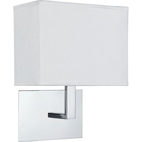 Lampada da parete cromo, paralume rettangolare bianco cromato in tessuto d'acciaio dolce (1/4)