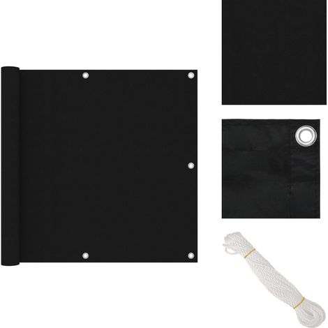 Balkon-Sichtschutz Schwarz 90x400 cm Oxford-Gewebe - Balkon Sichtschutz - Windschutz - Sonnenschutz - Wasserfest - UV Schutz (1/5)