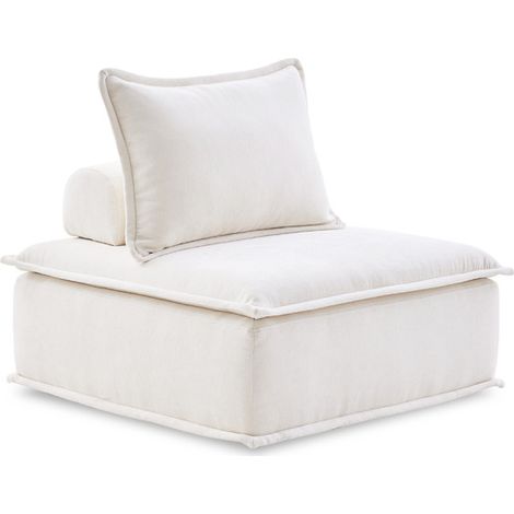 Chauffeuse tissu microfibre beige avec dossier amovible – LYS (1/5)