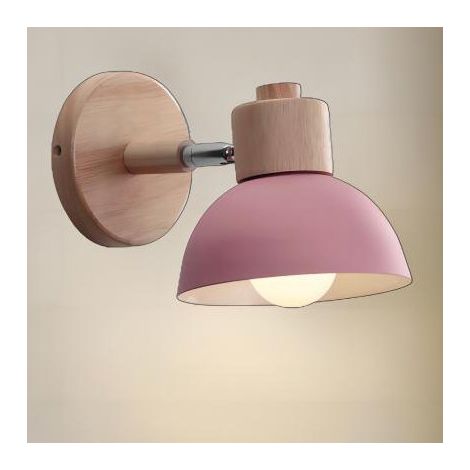 Modern Wall Light E27 Edison Industrial Wall Lamp Metal Wooden Loft Lighting Fixture for Bar Hallway Dining Room Living Room Bedroom Pink (1/5)