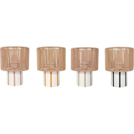 4er Set Tischlampen mit Schirm aus Naturkordel Boho 26 cm (1/4)
