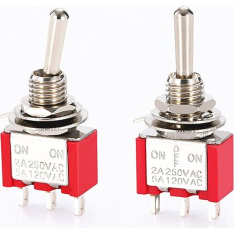 Lot de 5 mini interrupteurs momentanés à bascule (ON)-Off-(ON) , 3 broches, 6 A 250 V (1/3)