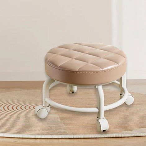 Tabouret Roulant Mécanicien 25x25x20cm, Siège Bas Ergonomique Round, Atelier Garage Mobile, Coussin Kaki (1/5)