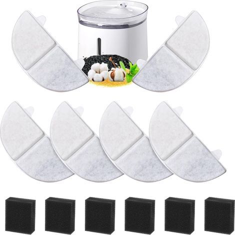 6er-Pack Ersatzfilter für Trinkbrunnen für Katzen und Hunde, Ersatzfilter für 2-Liter-Trinkbrunnen (68 oz) – für Katzen und Hunde (1/5)