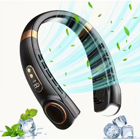 Ventilateur de cou, rechargeable par USB, ventilateur de cou portable silencieux à turbine pour une utilisation en extérieur, mini ventilateur sans pales-AquaForge