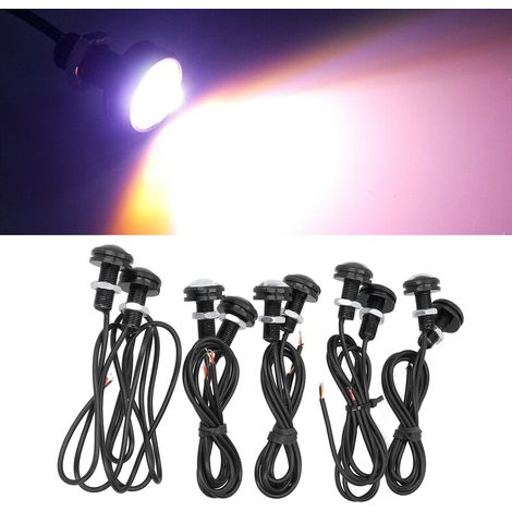 Cordon d'alimentation, feu de jour à LED Eagle Eye, fonctionnement de jour, feu de jour bicolore, lentille Eagle Eye 23 mm 6 SMD 5730 (lumière blanche/jaune) (E0039) (1/5)