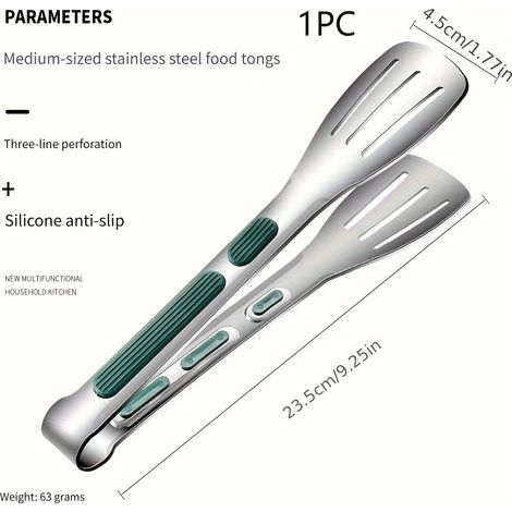 Pince de cuisine en acier inoxydable — Vendue à l'unité conçue spécifiquement pour la cuisine, le service et les grillades. (1/4)
