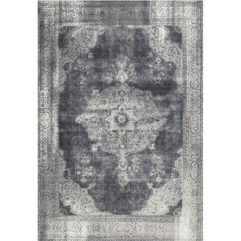 Tapis Imprimé Antique "Vintage" Gris Foncé 140 x 200 cm (1/4)