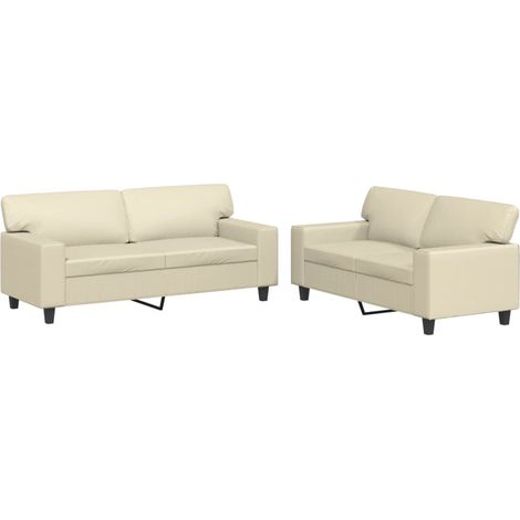 Maison Exclusive - Ensemble de canapés 2 pcs crème similicuir (1/5)