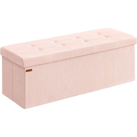 Banc de rangement pouf pliable 38 x 76 x 38 cm bout de lit repose-pieds coffre de rangement charge jusqu'à 300 kg pour salon chambre entrée rose (1/3)