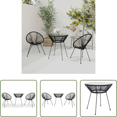 vidaXL Chaise de jardin - Ensemble à manger de jardin 3 pcs Noir (1/5)