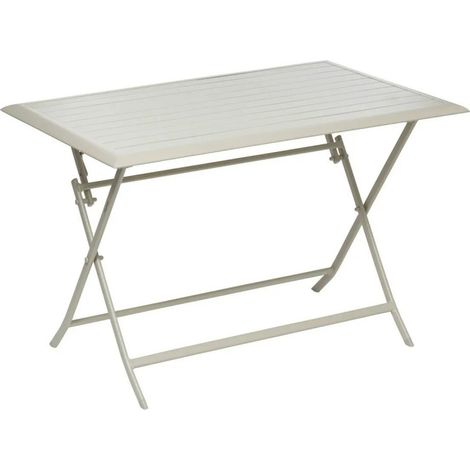 [JAMAIS UTILISE] Table de Jardin Pliante 4 Personnes HESPÉRIDE Azua en Aluminium 110x71cm Argile - 196858 (1/5)