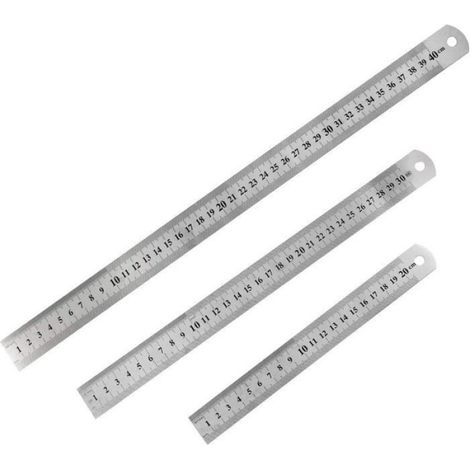 Règle - Acier Inoxydable - 20 cm 30 cm 40 cm - Échelle Métrique Et Impériale - Kit De Mesure Précis - 3 Pièces (1/4)