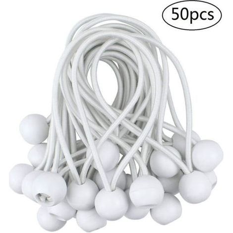 50 Pcs Tendeur à Boule Élastique, Tendeur de Bâche pour Pavillon, Camping, Tente Cordons, Rideaux Harnais d’Extension, 10cm (1/5)