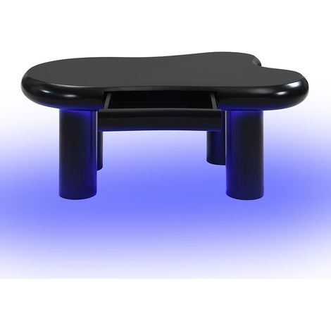 Tavolino da caffè nero a forma di nuvola in MDF con illuminazione LED e cassetto (1/5)