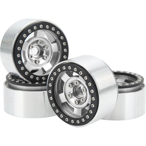 Satz mit 4 professionellen Ersatzfelgen aus Aluminiumlegierung für 1/10 RC-Cars, silberfarben. (1/5)