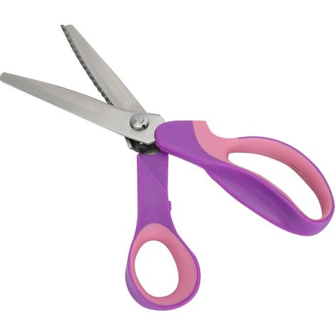 Ciseaux ondulés dentelés avec poignées colorées, outil de découpe pour point de croix en papier et tissu (dentelures triangulaires de 5 mm) (1/3)