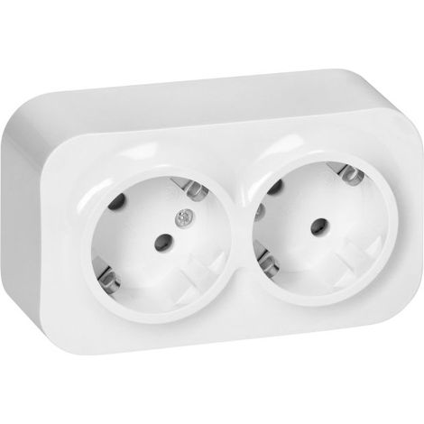 Doppelte Aufputzsteckdose Schuko ToDo 2x2P+Z IP20 weiß