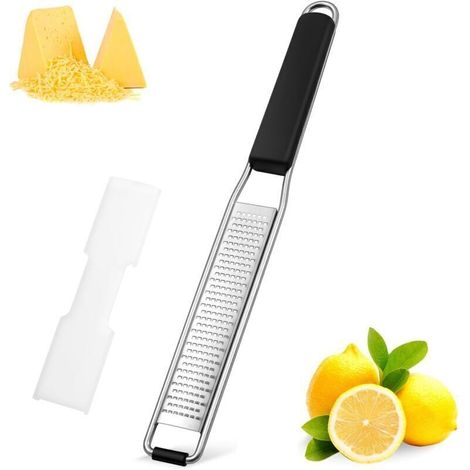 Râpe à fromage en acier inoxydable , pour agrumes , parmesan , gingembre , chocolat , avec couvercle de protection (argent) (1/4)