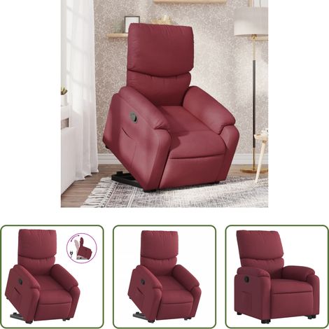 vidaXL Sillón reclinable elevable tela rojo tinto (1/5)