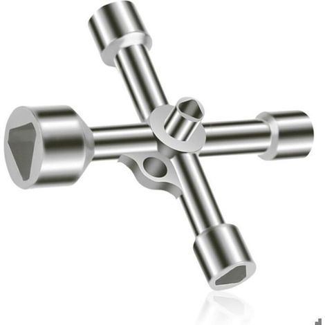 Clé triangulaire 4 voies 5 tailles diamètre intérieur 7 mm/10 mm/12 mm/13 mm/18 mm Clé utilitaires pour boîte électrique, gaz, eau (1/5)