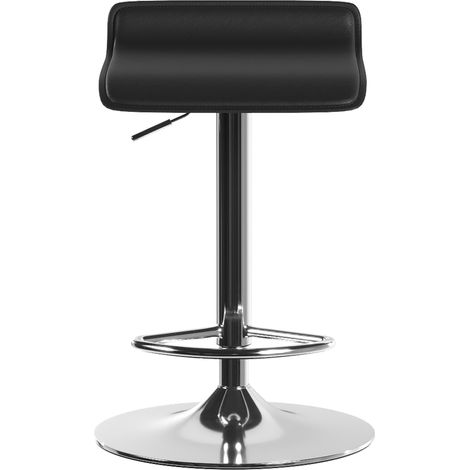 Tabouret de bar pivotant à 360° avec structure en acier argenté, chaise de cuisine réglable en hauteur avec repose-pieds, noir (1/5)