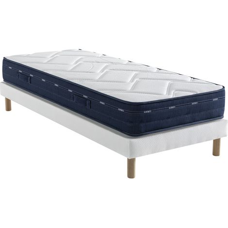 Ensemble matelas ressorts et mémoire de forme, sommier Lune et pieds Rêve 500 - SOMEO 70x200 (1/5)