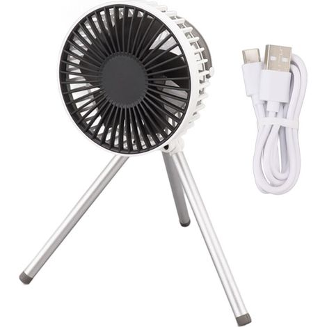 Ventilateur de Camping Portable 3 Vitesses USB avec Trépied pour Pique-nique Extérieur