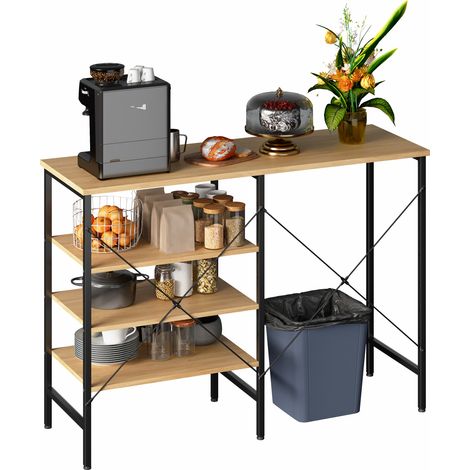 Tavolo multiuso con contenitore in MDF e metallo, 120 x 40 x 85,5 cm, nero e naturale (1/4)
