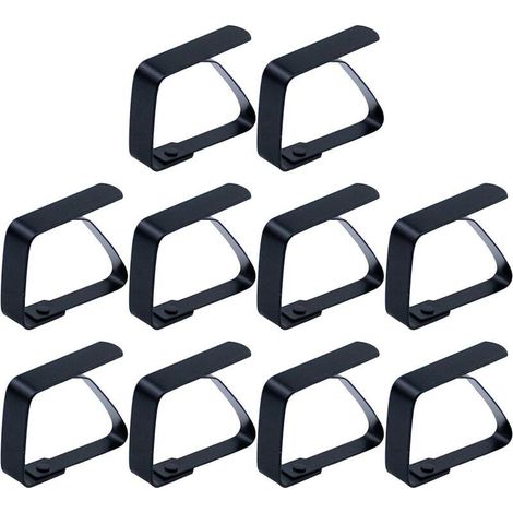 Grandes pinces à nappe en acier inoxydable, pinces à nappe, pinces à nappe, pinces à nappe, pinces à nappe - argent, pour tables avec une épaisseur de plaque maximale de 5 cm/10 pièces noires (1/4)
