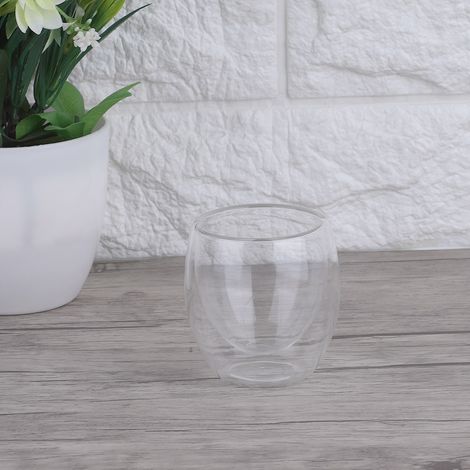 80 ml hitzebeständige doppelwandige Glasflasche für Wasser, Tee oder Kaffee (1/4)