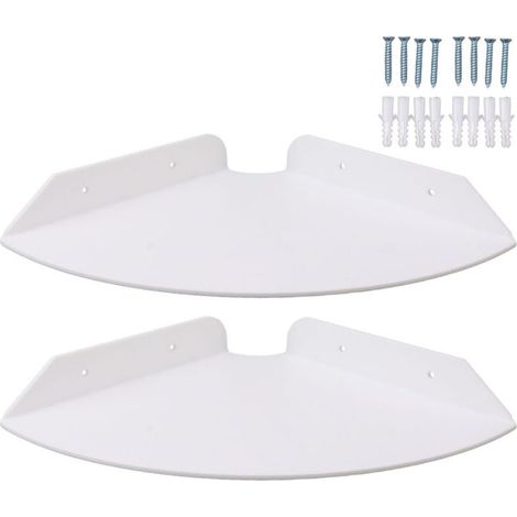 Étagères d'angle murales flottantes – Lot de 2, design quart de rond, blanc, en MDF résistant, pour salon, chambre ou salle de bain