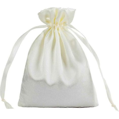 Verpakking van 100 stuks beige satijnen cadeauzakjes (9 x 12 cm), sieradenzakjes, etuis met trekkoord, bedankzakjes voor bruiloften, zakjes voor babyshower, zijden zakjes (1/5)