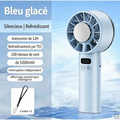 Mini-ventilateur portable USB — Rechargeable, batterie longue durée, flux d'air puissant, mode Turbo, fonction de refroidissement par plaque glacée, moteur sans balais (1/3)