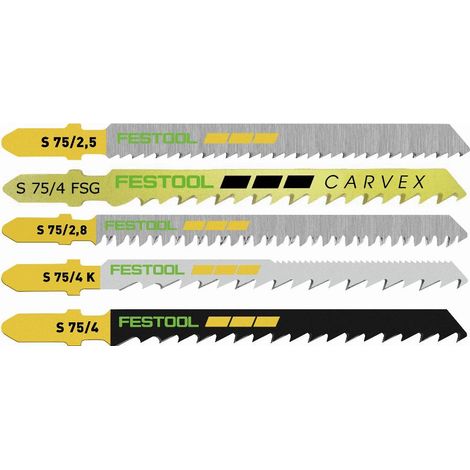 Festool – Jeu de lames de scie sauteuse 25 pièces – Acier HCS pour bois tendre – Dents croisées pour coupe rapide – Compatible PS 300/400