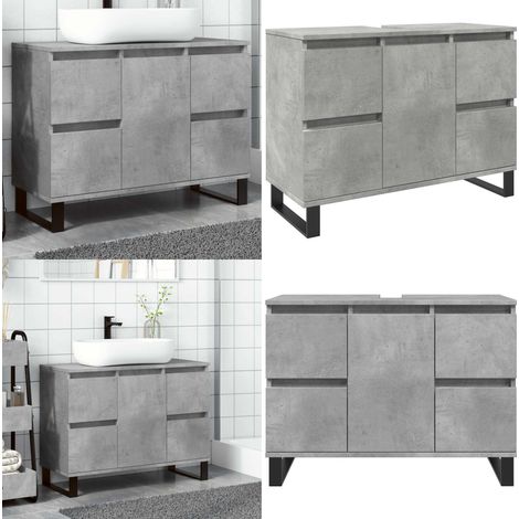 vidaXL Armoire de lavabo salle de bain gris béton 80x33x60 cm (1/5)
