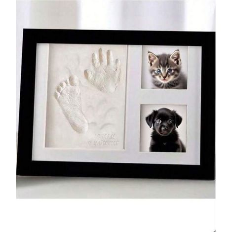 Cadre photo bois DIY empreintes mains/pieds,argile sceller,nouveau-né100jours,animaux,cadeau. (1/5)