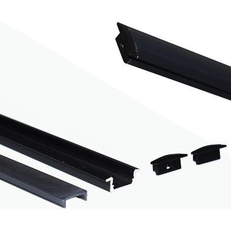 Perfil De Aluminio Empotrable Para Tira LED Con Difusor - 2 - Negro (1/5)