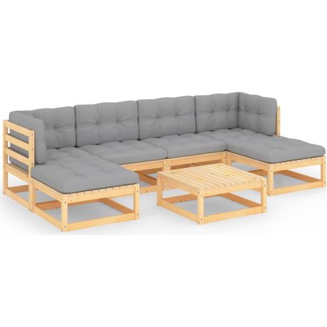 Maison Exclusive - Set Salotto Giardino 7 pz Cuscini Antracite Legno Massello Pino (1/5)