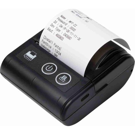 Imprimante ticket thermique portable mini USB Bluetooth 57 mm (2 pouces) sans fil haute vitesse avec 1 rouleau papier inclus pour restaurant vente magasin
