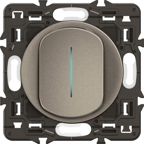 Interrupteur/Va-et-vient témoin 10A - Design moderne - A équiper d'une plaque - Titanium (1/2)
