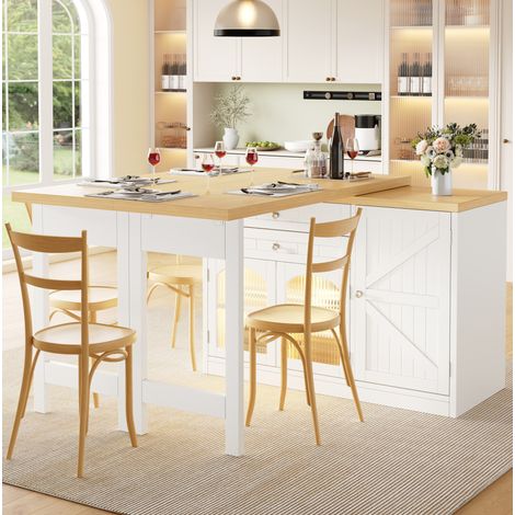 mesa extensible cocina con almacenaje MDF 120-194 cm OKMYHOME (1/5)