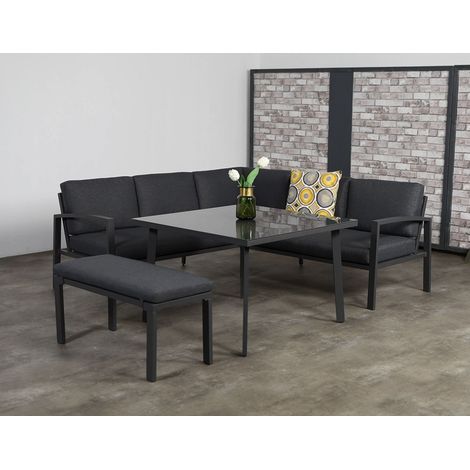 Garden Impressions Dining-Ecklounge Petone inkl. Ecksofa, Bank und Tisch schwarz / anthrazit (1/5)