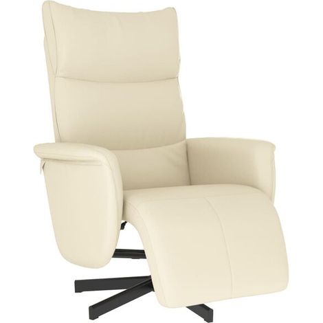 Chaise longue relax avec repose-pieds intégré – Fauteuil inclinable en simili-cuir beige, design ergonomique et confort maximal pour salon ou chambre (1/5)