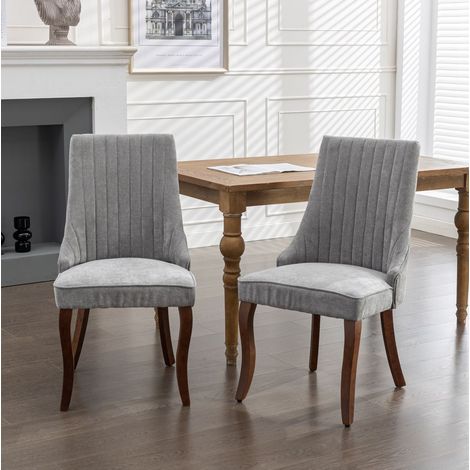 Chaise salle a manger chenille grise dossier haut OKMYHOME (1/5)