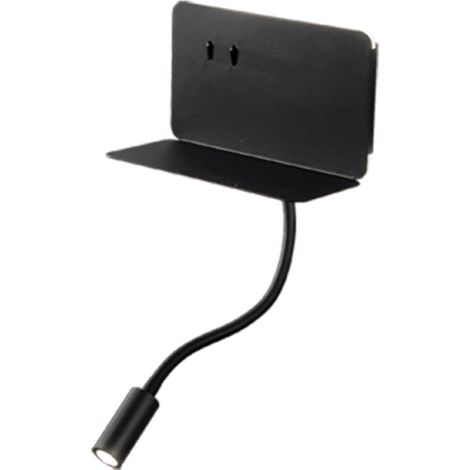 Applique STAN 20 cm in metallo con retroilluminazione LED e caricatore Usb Nero (1/4)