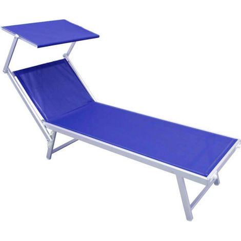 Lettino prendisole da giardino in alluminio e textilene con tettuccio Ibiza -  Blue